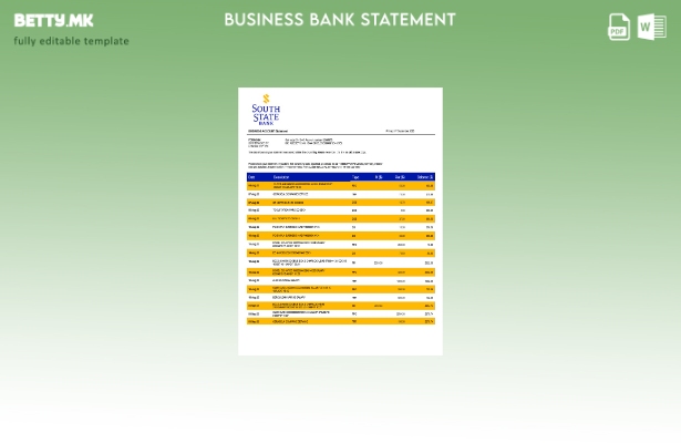 модерен стил Изјава на компанијата на Јужна Државна банка Шаблон Word и PDF